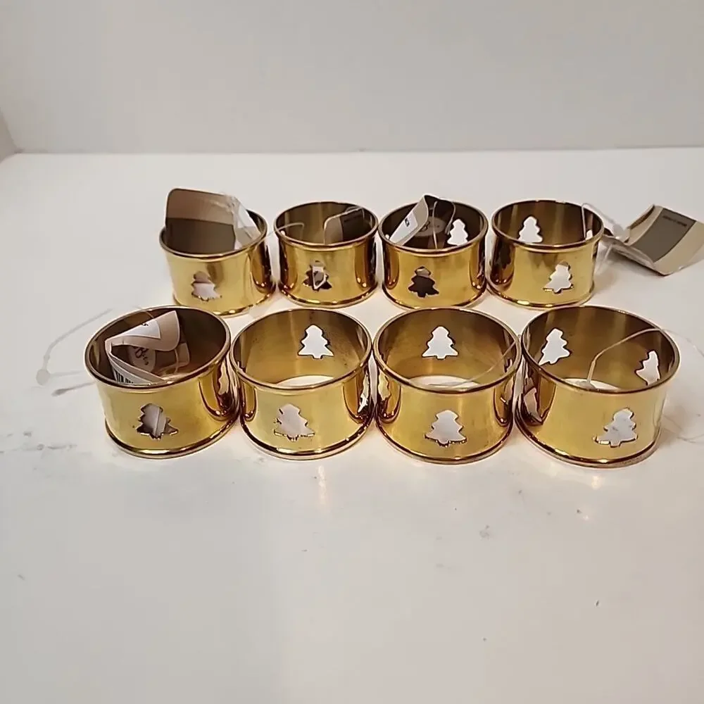 Brass Cutout Christmas Tree Napkin Rings Holders Qty 8 Sarah B Stuido India New